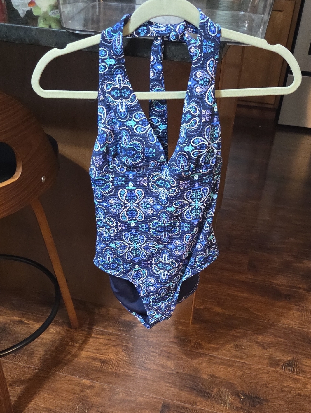 Halter One-Piece Swimsuit in Navy Floral